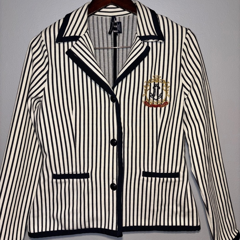 Women’s Blue & White Striped Blazer